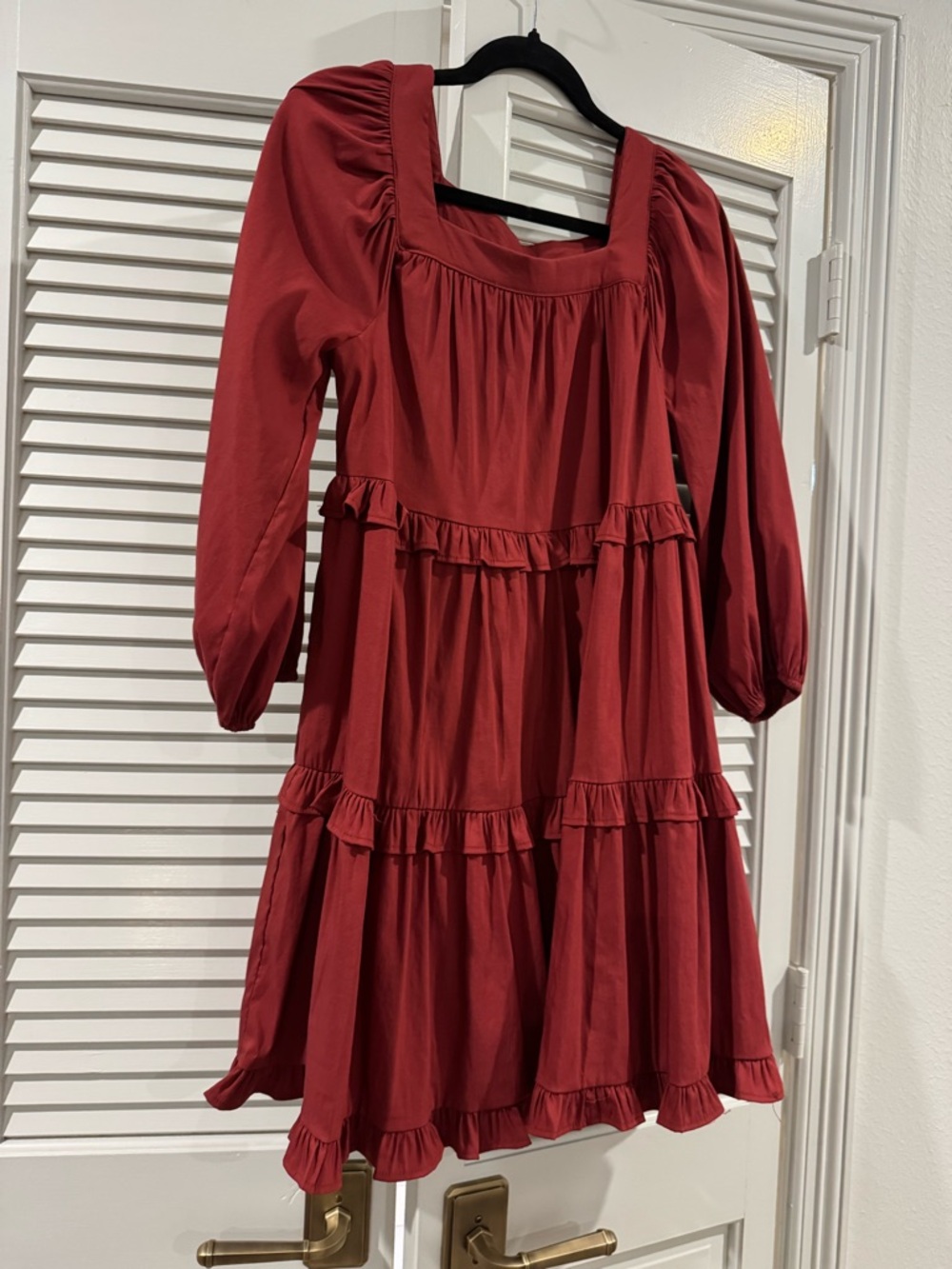 entro Brick Red Ruffled Mini Dress - Picture 2 of 6